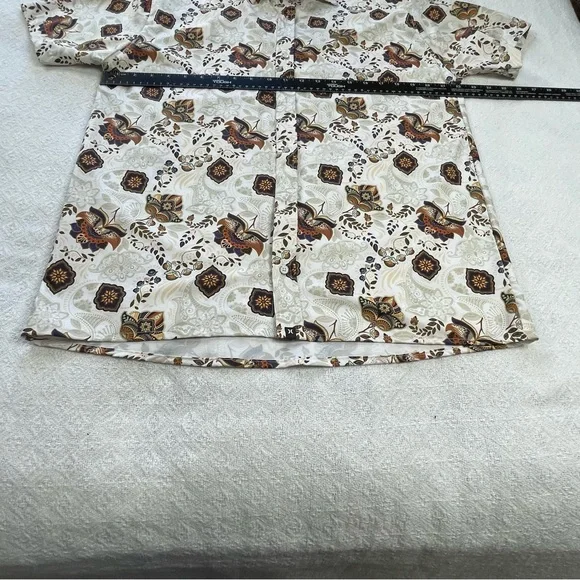 Hurley Men's White, Brown and Navy Patterned Shirt~ Size Large ~ Business Casual - Picture 4 of 7